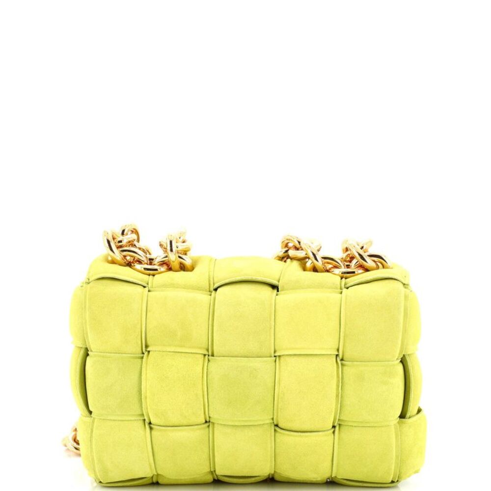 Bottega Veneta Cassette Chain Crossbody Bag Padded Maxi Intrecciato Suede Yellow - Picture 3 of 6